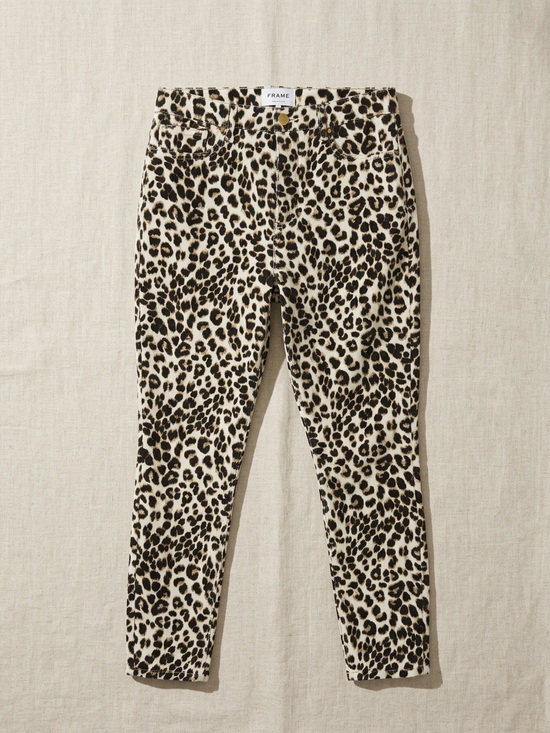 Frame Denim Denim - FRAME Ali High Rise Cigarette Jeans Leopard Print Beige Multi Size 30